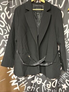 Eloquii Black Tailored Blazer with front crossing Strap